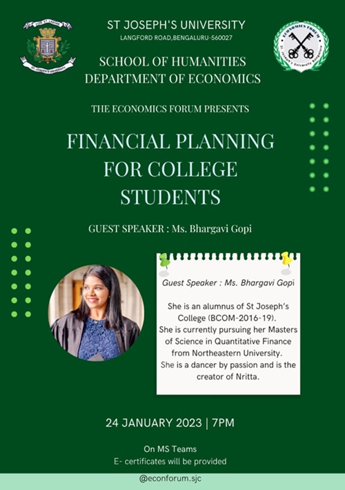Financial Planning For College St.Joseph College